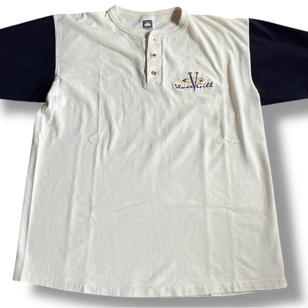 Vtg 90s Vince Gill T Shirt Large Embroidered Single Stitch‎ USA Made Color Block